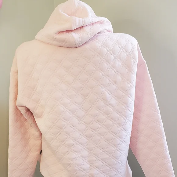 Light Pink Pullover Hoodie Quilted with Kangaroo Pocket Soft Cozy by Eddie Bauer - Picture 3 of 7
